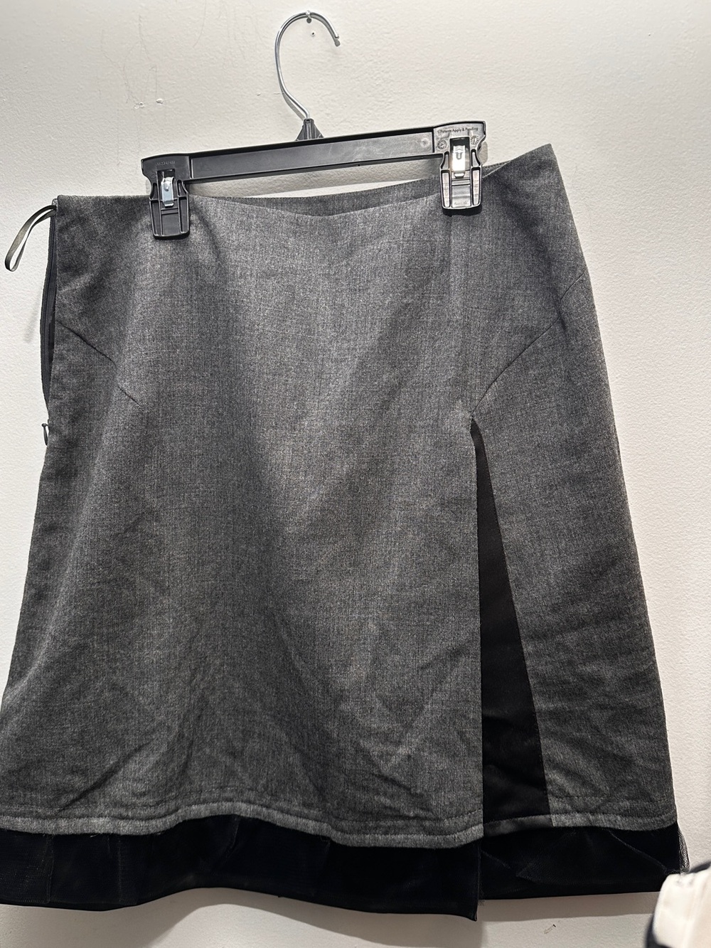 Archive Jil Sander Gray Wool Blend Asymmetric Layered Skirt Sheer Black Hem Y2K